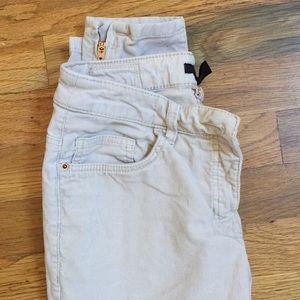 H&M Tan Corduroy Zipper Ankle Pants